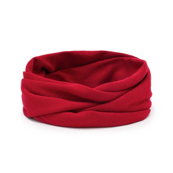 Red women's neck warmer for autumn