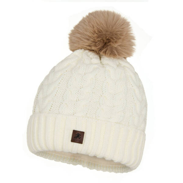 Czapka Damska z naturalnym pomponem