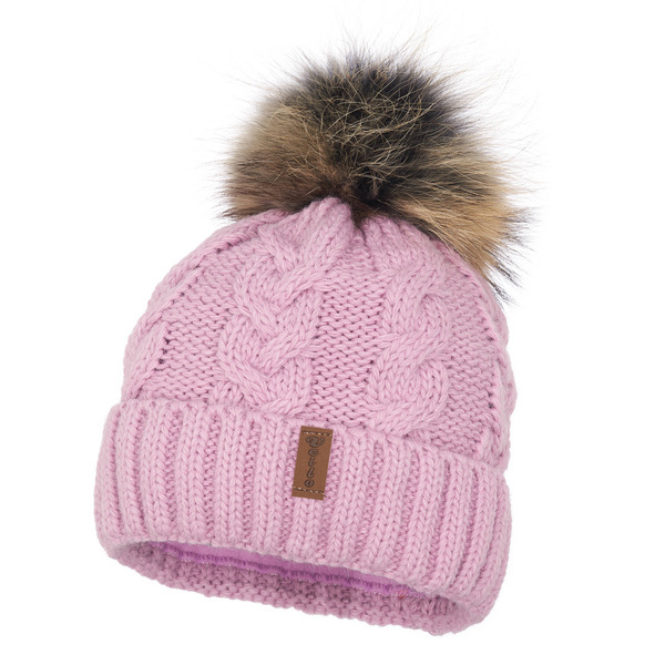 Czapka Damska z naturalnym pomponem