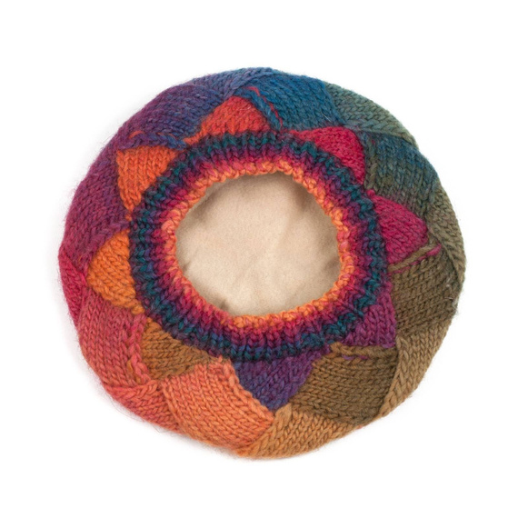 Beret Tęczowa przeplatanka [HANDMADE]