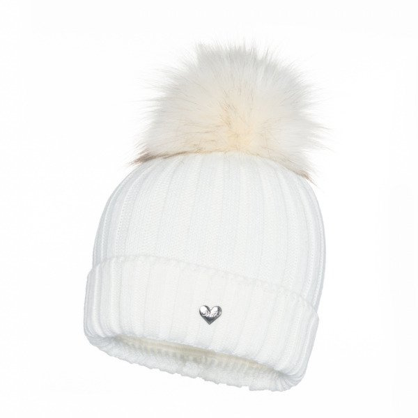 Czapka Damska z naturalnym pomponem