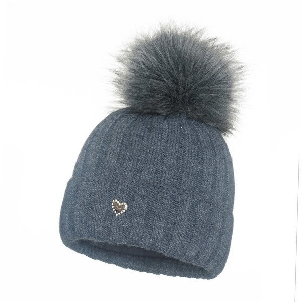 Czapka Damska z naturalnym pomponem