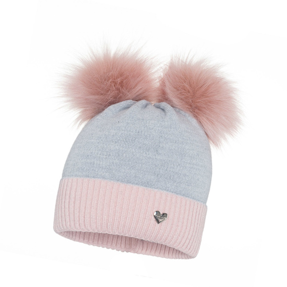 Czapka Damska z naturalnym pomponem