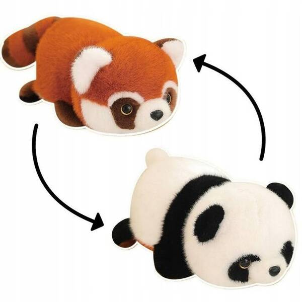 MASKOTKA PLUSZAK PRZYTULANKA PANDA CZERWONA SZOP NIESPODZIANKA 2w1 37 cm