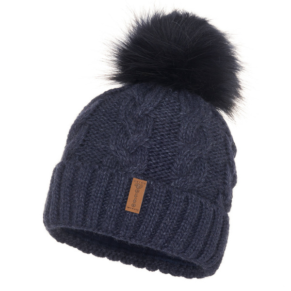 Czapka Damska z naturalnym pomponem