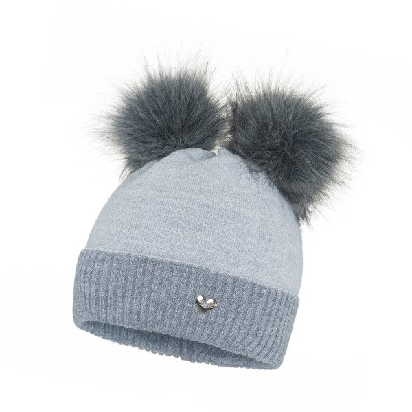 Czapka Damska z naturalnym pomponem