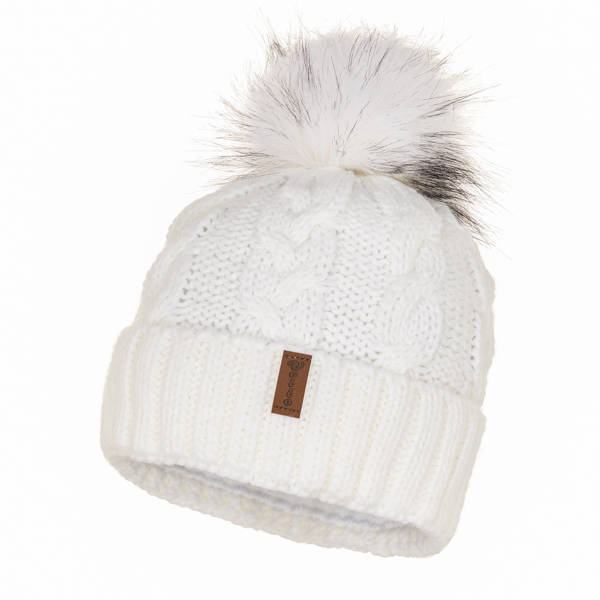 Czapka Damska z naturalnym pomponem