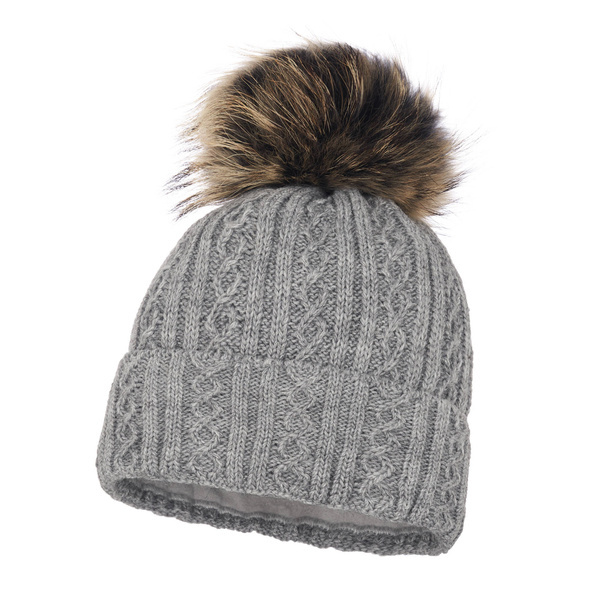 Czapka Damska z naturalnym pomponem