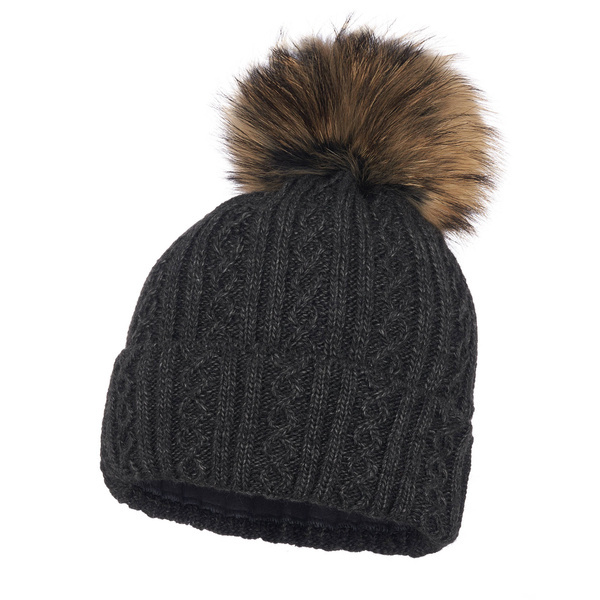 Czapka Damska z naturalnym pomponem