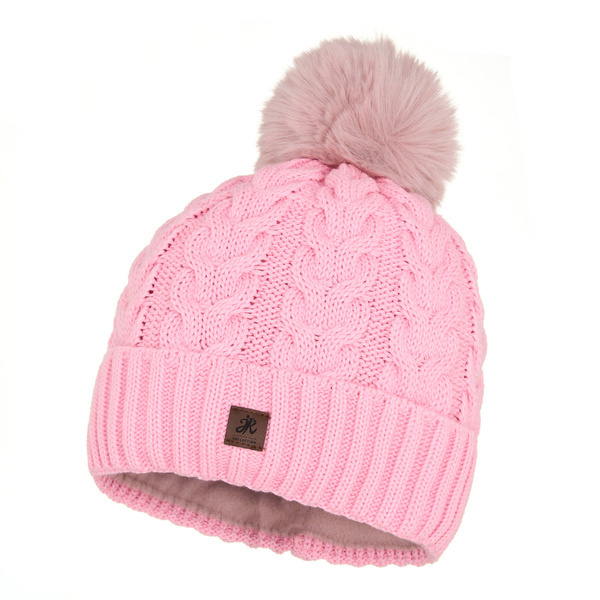 Czapka Damska z naturalnym pomponem