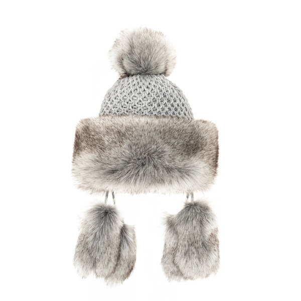 Czapka Damska z naturalnym pomponem