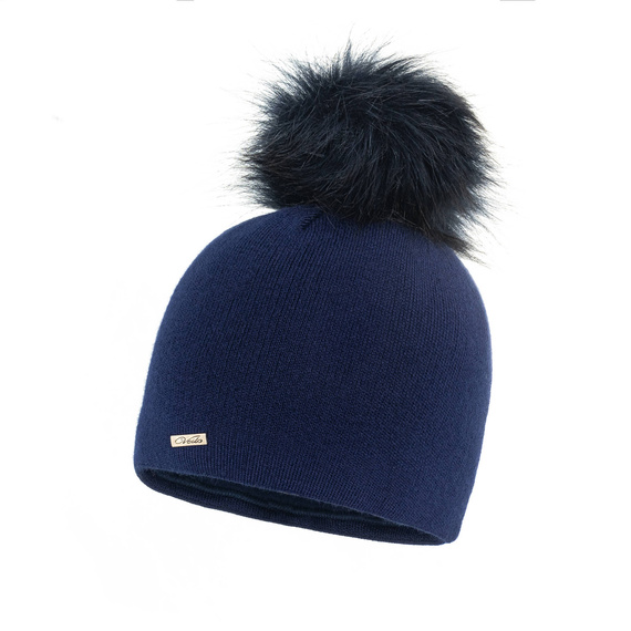 Czapka Damska z naturalnym pomponem