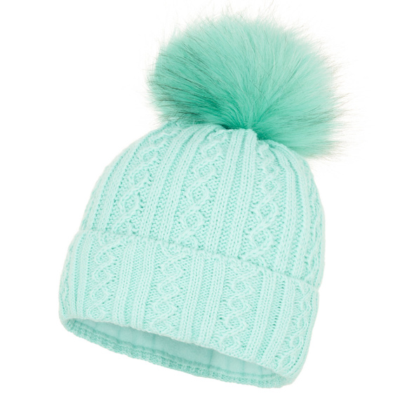 Czapka Damska z naturalnym pomponem