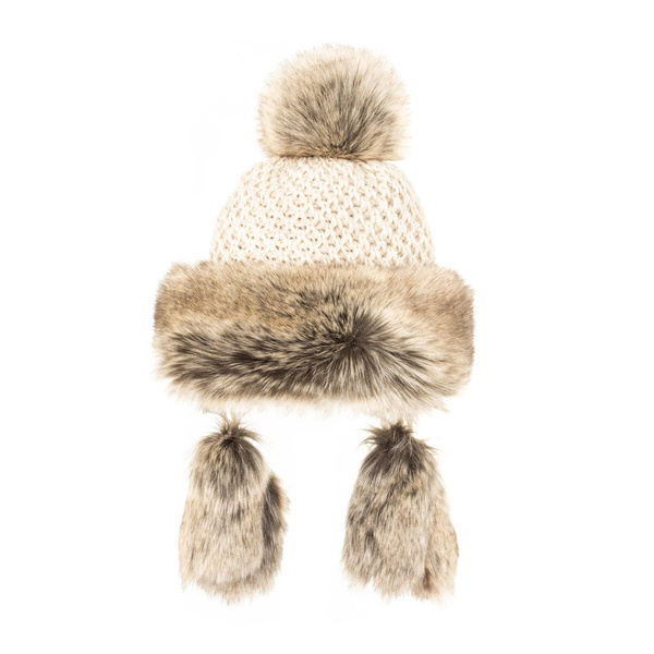 Czapka Damska z naturalnym pomponem