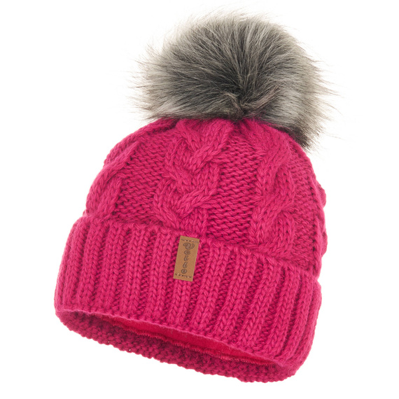 Czapka Damska z naturalnym pomponem