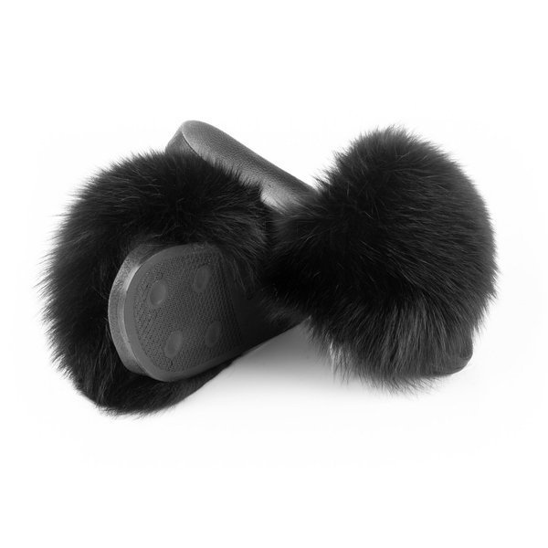 Skórzane pantofle damskie z futerkiem z jenota