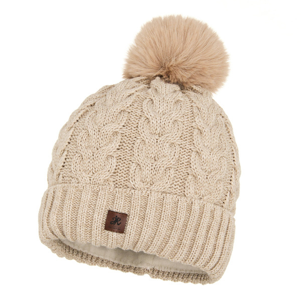 Czapka Damska z naturalnym pomponem