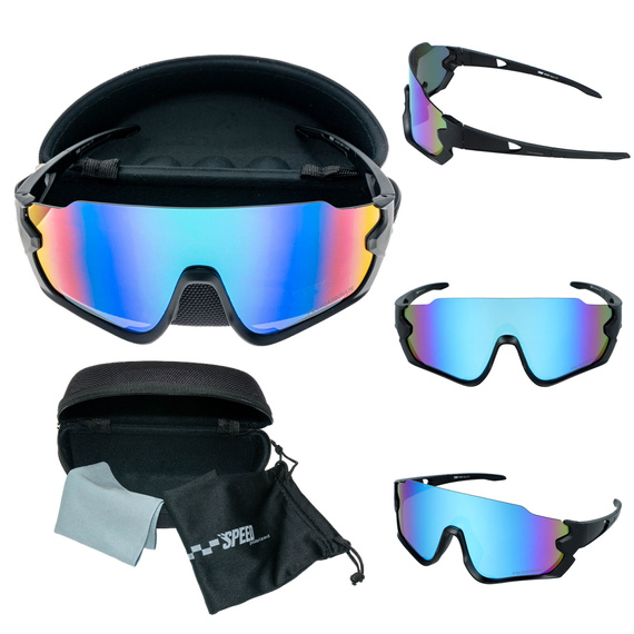 OKULARY PRZECIWSŁONECZNE SPORTOWE UNISEX + ETUI + ŚCIERECZKA