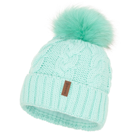 Czapka Damska z naturalnym pomponem