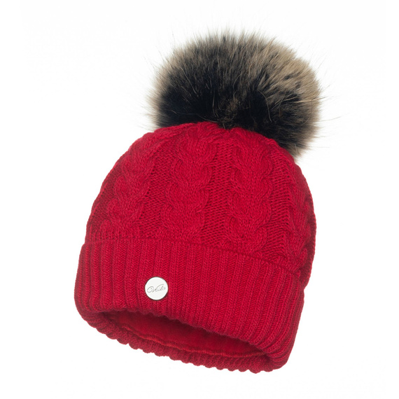 Czapka Damska z naturalnym pomponem