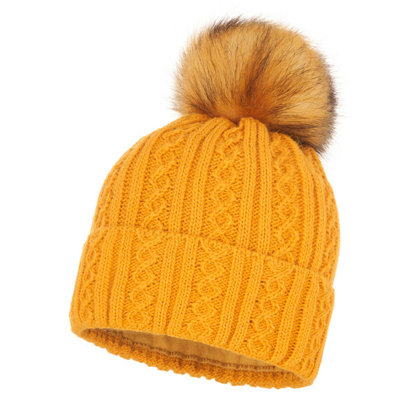 Czapka Damska z naturalnym pomponem