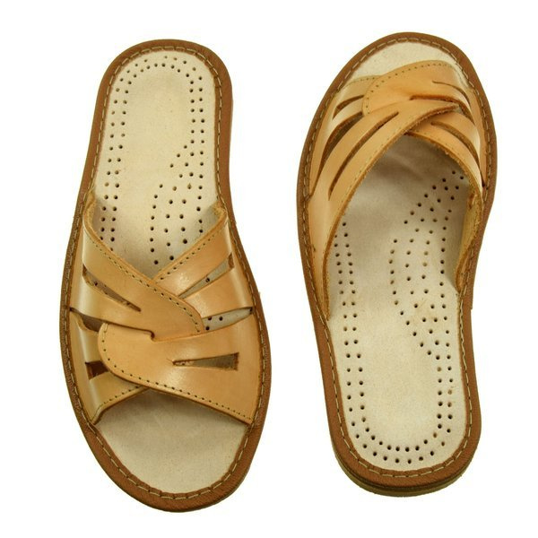 Skórzane pantofle damskie