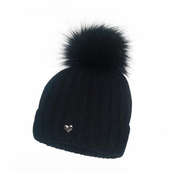 Czapka Damska z naturalnym pomponem