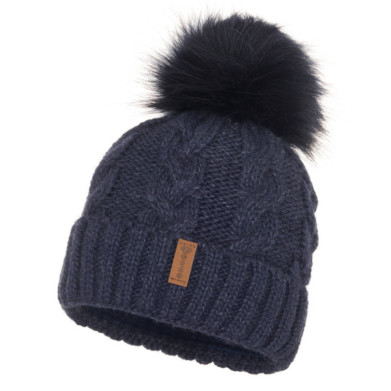 Czapka Damska z naturalnym pomponem