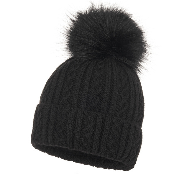 Czapka Damska z naturalnym pomponem