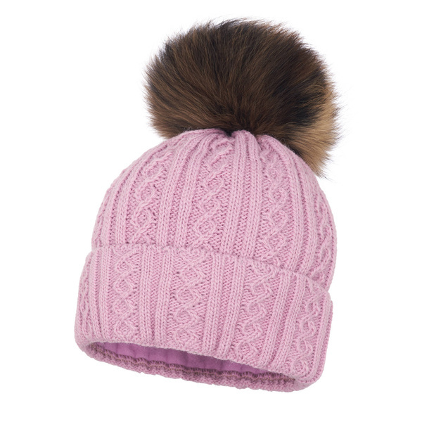 Czapka Damska z naturalnym pomponem