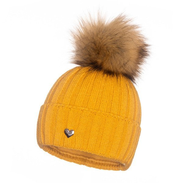 Czapka Damska z naturalnym pomponem