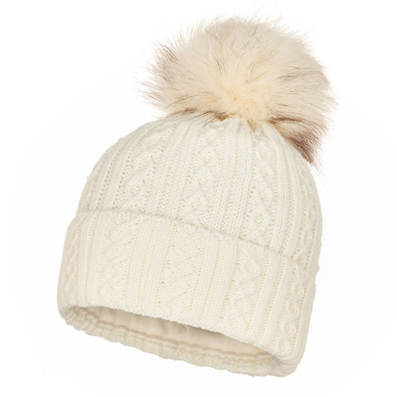 Czapka Damska z naturalnym pomponem