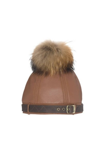 Czapka Damska z naturalnym pomponem
